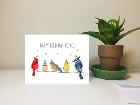 Bird Birthday Cards Handmade, Bird Birthday Cards, Happy Birthday Birds, Bird Day, Happy Bird Day, Owl Valentines, Cute Birthday Card, Birthday Card Handmade, Birthday Card Funny