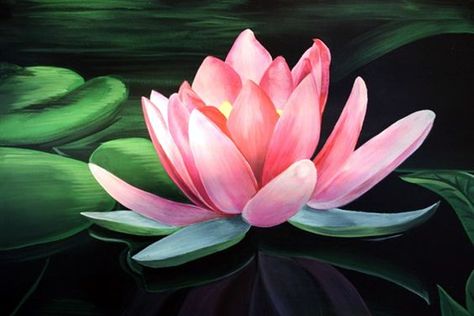 Peaceful Lotus Flower Painting Ideas (8) Lotus Flower Painting, Lotus Flower Art, Lotus Painting, Lotus Art, Acrylic Painting Flowers, Acrylic Painting For Beginners, Flower Artwork, Step By Step Painting, Night Painting