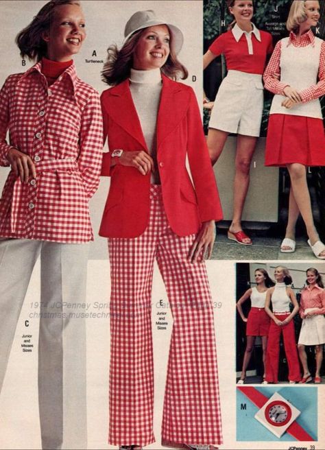 1974 Fashion Women, Seniors Board, Jcpenney Catalog, 1974 Fashion, 1970s Outfits, Vintage Shoot, 70’s Aesthetic, 1970's Fashion, Fashion Illustration Vintage