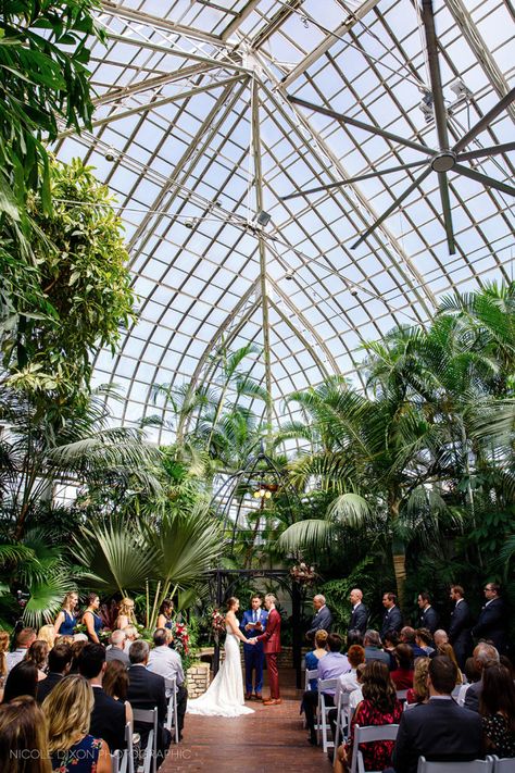 Conservatory Greenhouse Wedding, Conservatory Wedding Ceremony, Conservatory Wedding Reception, Greenhouse Wedding Venue Ideas, Wedding Conservatory, Greenhouse Wedding Reception, Palm House Wedding, Franklin Park Conservatory Wedding, Atrium Wedding