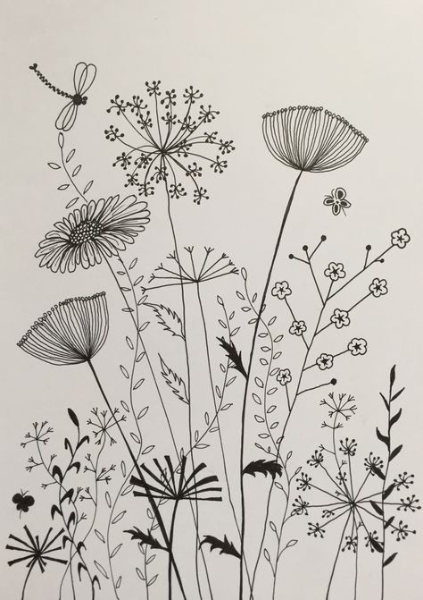 Arte Doodle, Doodle Art Flowers, Pola Bordir, White Drawing, 패턴 배경화면, Doodle Art Designs, Flower Doodles, Pen Art, Line Art Drawings