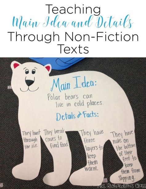 Teaching main idea and details through non-fiction text with this fun lesson idea! See the visual supports the teacher used and grab the FREE writing craft for identifying main idea and details, too! Main Idea And Details, Teaching Main Idea, Visual Supports, Fiction Text, Reading Comprehension Strategies, Free Writing, 4th Grade Reading, 3rd Grade Reading, 2nd Grade Reading