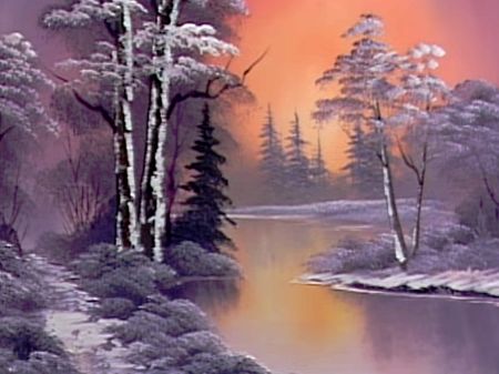 Bob Ross Painting Videos, Bob Ross Art, Oil Painting Pictures, Bob Ross Paintings, Oil Painting Nature, Paintings Oil, Oil Painting Inspiration, Winter Landscape Painting, The Joy Of Painting