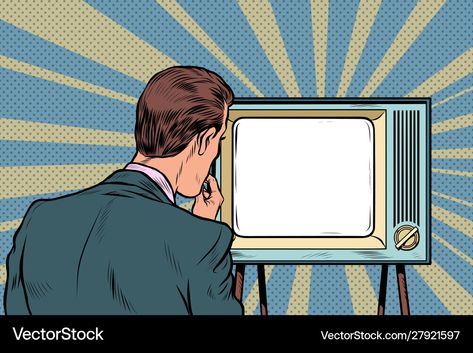 Retro Tv Illustration, 60s Tv, Retro Vector Illustration, Blank Poster, Tv Talk Show, Pop Art Retro, Creepy Stuff, Vintage Videos, Book Works