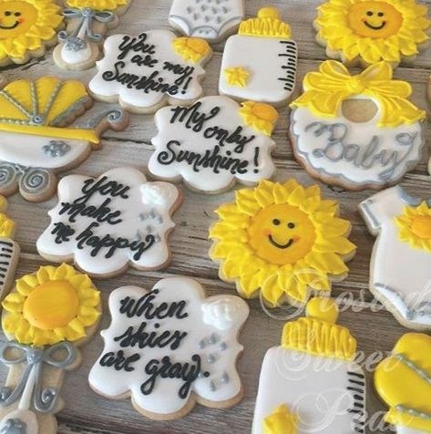 sunflower cookies for a baby shower Sunflower Baby Shower Ideas, Office Baby Showers, Sunflower Cookies, Sunflower Baby Shower, Sunflower Baby Showers, Sunshine Baby Showers, Coffee Party, Ideas Baby Shower