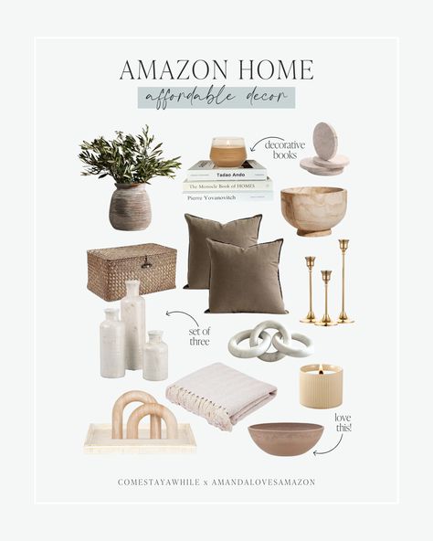 I'm loving this affordable neutral decor from Amazon. Budget-friendly home decor. Stylish looks for the home. Throw pillows, ceramic vases, decorative pieces, candle sticks, and faux plants.

Home Decor | Modern Farmhouse Decor | Neutral Decor

Follow comestayawhile for fearless DIY projects, neutral home decor, casual outfit inspo, makeup and skincare routine, lifestyle, parenting, and more. 

Follow amandalovesamazon for home inspiration, fashion finds, and beauty items from Amazon. Amazon Modern Home Decor Finds, H M Home Decor, Dubai Apartment, Routine Lifestyle, Home Decor Modern Farmhouse, Decor From Amazon, Plants Home Decor, Decor Modern Farmhouse, Inspo Makeup