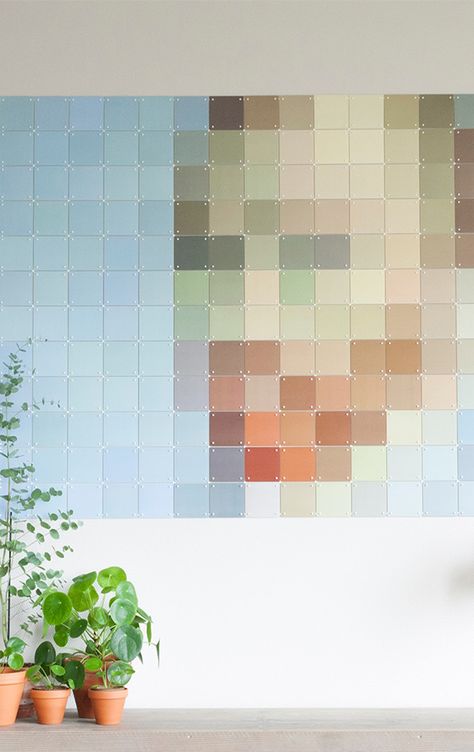 Pixel Art Abstract, Abstract Pixel Art, Pixel Art Wall, Famous Works Of Art, Quirky Wall Art, Paint Chip Art, Powder Bathroom, Van Gogh Museum, Architecture Concept Drawings