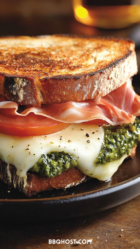 Upgrade your sandwich with this Grilled Cheese with Prosciutto! This recipe combines layers of thinly sliced prosciutto, fresh tomatoes, and garlic basil pesto, all melted together with gooey mozzarella. It’s the perfect upgrade to your classic grilled cheese sandwiches! This easy grilled cheese recipe will satisfy your cravings. Save this now and click through for 50+ recipes! Prosciutto Grilled Cheese, Fontina Grilled Cheese, Grilled Cheese Recipes Easy, Prosciutto Recipe, Grilled Cheese Sloppy Joe, Easy Grilled Cheese, Prosciutto Recipes, Grilled Cheese Recipe, Grilled Ham And Cheese