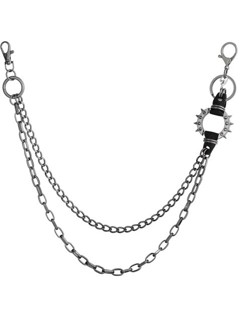 PRICES MAY VARY. DURABLE GRUNGE GOTH PUNK ACCESSORIES: Constructed from high-quality alloy material, this jeans chain boasts exceptional toughness and durability, resisting fading, rust, and breakage for long-lasting wear. EASY TO WEAR AND TAKE OFF: Featuring lobster clasps at both ends, attaching this pants chain to your trousers is a breeze. The smooth-opening clasps ensure convenient wear and removal, making it a practical accessory for everyday use. STYLIST & UNISEX: Ideal for dancers, skate Alternative Fashion Accessories, Punk Rock Accessories, Pink And Black Accessories, Diy Goth Accessories, Chunky Pants, Sheet Metal Jewelry, Jeans Chains, Skeleton Accessories, Grunge Necklaces