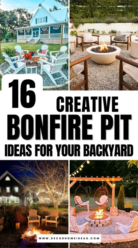 Create a warm and inviting atmosphere with these 16 cozy backyard bonfire pit ideas. From classic fire pits with rustic charm to modern setups with sleek seating, this guide has options for every style and space. Discover how to design a bonfire area that’s perfect for gatherings, relaxation, and enjoying evenings outdoors year-round. Get inspired with tips on seating, decor, and safety features that will turn your backyard into a favorite hangout spot. Backyard Bonfire Pit Ideas, Bonfire Pit Ideas, Natural Fire Pit, Backyard Firepit Area, Bonfire Pit, Gardening Storage, Fire Rings, Backyard Hangout, Outdoor Fire Pit Area