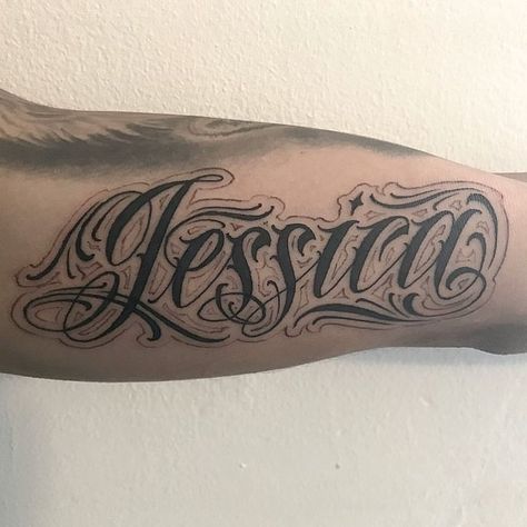 Jessica Name, Tattoo Names, Joker Tattoo Design, Torso Tattoos, Hand And Finger Tattoos, Tattoo Name, Joker Tattoo, Writing Fonts, Lettering Tattoo