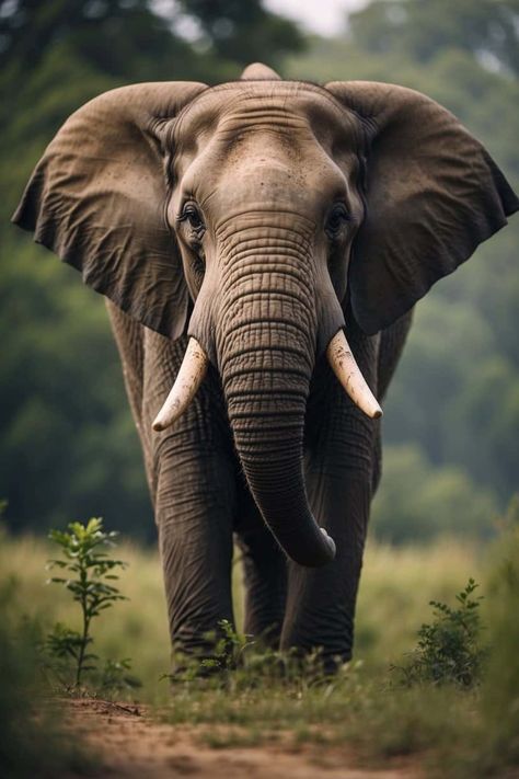 Elephant standing in a grassy field with trees in the background. Elephant Aesthetic, Elephant Spirit Animal, Elephant Symbolism, Spirit Animal Meaning, Animal Meanings, Elephant Photography, Elephant Wallpaper, Birth Stones, Elephant Images