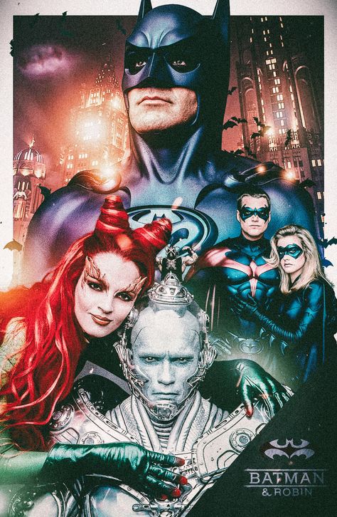 "Batman and Robin Alternate Movie Poster by The Movie Poster Guy, Neemz" by Nima Neemz Nakhshab Batman And Robin Movie, Batman Movie Posters, Batman And Robin 1997, Bruce Wayne Batman, Batman Comic Cover, Robin Pictures, Movie Poster Design, Mr Freeze, Female Villains