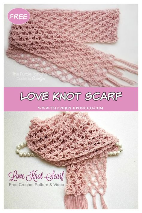 Love Knot Scarf Free Crochet Pattern Table Mat Design, Crochet Table Mat, Crochet Scarfs, Poncho Crochet, Crochet Baby Hat Patterns, Scarf Knots, Mat Design, Crochet Stitches For Blankets, Crochet Blanket Designs