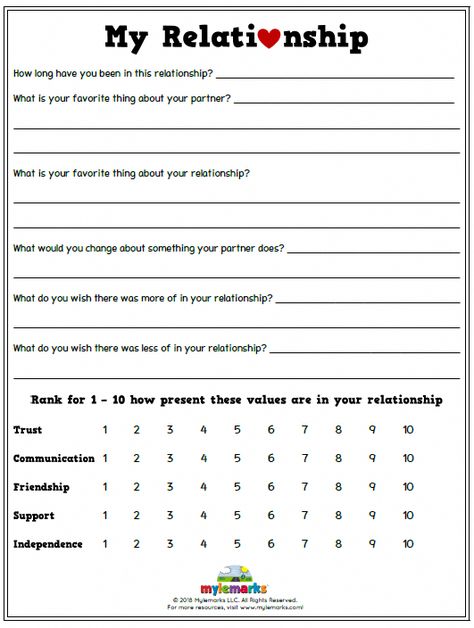 Therapeutic worksheets focused on helping kids and teens explore healthy friendships and relationships. Tools assist kids in identifying healthy relationships, friendship skills, and dealing with peer pressure. Relationship Counseling Worksheets, Premarital Counseling Worksheets, Pros And Cons List Relationship Template, Marriage Help Worksheets, Friendships Worksheets, Relationship Repair Worksheets, Healthy Relationship Worksheets, Couples Worksheets, Couples Counseling Activities