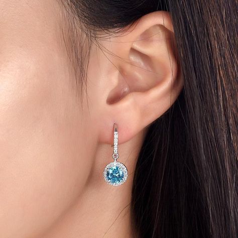 1.5 Carat Created Blue Topaz Dangle Earrings Diamond Chandelier Earrings, Blue Topaz Stone, Blue Topaz Earrings, Topaz Earrings, Sterling Silver Dangle Earrings, Birthstone Earring, Topaz Stone, Silver Drop Earrings, Topaz Gemstone