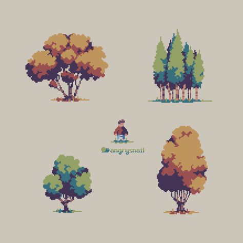 #pixelart # gameart #trees #tree #environmentart #environmentdesign #8bit #16bit pixelart #ドット絵 How To Pixel Art, Pixel Art Landscape, Indie Game Art, Pixel Characters, Pixel Art Tutorial, 8bit Art, Cool Pixel Art, Pixel Art Characters, Pixel Art Games