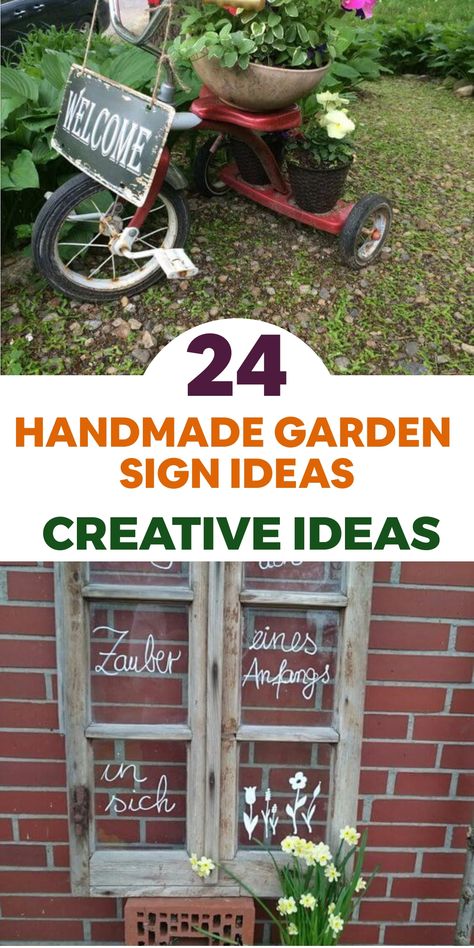 Elevate your garden's charm with delightful handmade garden signs! Paint vibrant wooden signs with motivational quotes and scatter them amidst your plants for a touch of joy. Repurpose old windows by painting them with botanical designs and hang them on fences or sheds for a distinctive look. Infuse creativity into your garden space and give it a unique flair with these creative handmade sign ideas! Wood Garden Signs, Greenhouse Signs Ideas, Repurpose Old Windows, Fly Repellant Diy, Garden Sign Ideas, Garden Signs Diy, Old Garden Gates, Chicken Coop Designs Diy, Herb Shop