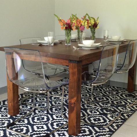 tables that look good with ikea tobias chair - Google Search Ikea Tobias Chair, Ikea Tobias, Tobias Chair, Dining Table Redo, Bold Rug, Ikea Dining Table, Ikea Dining Room, Minimalist Home Furniture, Ikea Dining