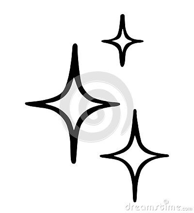 Vector Star Tattoo, Star Shine Tattoo, Traditional Sparkle Tattoo, Twinkle Tattoo Design, Traditional Star Filler Tattoo, Triple Star Tattoo, Sparkle Emoji Tattoo, Simple Tattoo Stencils For Beginners, Twinkling Star Tattoo