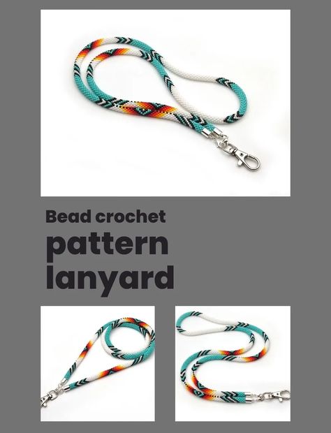 This is a listing for a pattern and NOT the finished piece. The pdf will be ready for download after payment received. This is a PDF PATTERN for crochet lanyard of Japanese seed beads size 11/0 of 6 stitches in the round.  I sell only pattern, not step-by-step tutorial! Skill Level: Intermediate (assuming a basic knowledge of bead crochet)If you are a beginner. And you were interested in bead crochet. Write me. I will send you links to TRAINING VIDEO. After purchase you will be able to download Bead Loom Lanyard, Seed Bead Necklace Pattern, Beaded Lanyard Patterns, Seed Bead Crochet, Crochet Lanyard, Seed Bead Patterns Free, Pattern For Crochet, Bead Rope, Beadwork Ideas