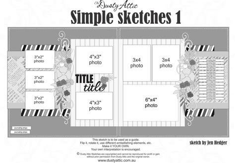 Scrapbook Sketches 12x12, Wedding Scrapbook Pages, 12x12 Scrapbook Layouts, Page Maps, Scrapbook Design Layout, Picture Layouts, Black And White Sketches, Sketches Tutorial, 12x12 Scrapbook