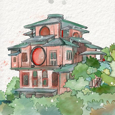 Trees, grass, green, watercolor, traditional house, peach, red Adobe Fresco Art, Adobe Fresco, Drawing Inspo, Watercolor Brushes, Watercolor Painting, Digital Painting, Art Inspo, Watercolor Art, Vector Art