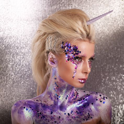 Unicorn  by @serbinamua Creepy Makeup Looks, Masquerade Mask Makeup, Alien Cowboy, Unicorn Cosplay, Samhain Festival, Lion Witch And Wardrobe, Masquerade Gala, School Spirit Ideas, Titus Andronicus