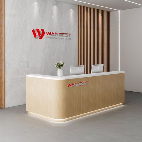 Popular latest design L shape wood marble reception desk Laboratory Reception Design, Store Reception Design, Small Reception Desk Design Entrance, Front Counter Design For Shop, L Shape Counter, Reception Desk Layout, Cashier Design, Marble Reception Desk, Office Reception Table Design