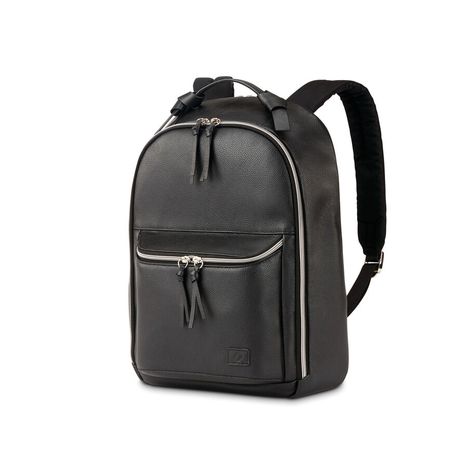 Samsonite Women's Leather Everyday Backpack Black Backpacks, Leather Backpack Black, Slim Backpack, Carry On Size, Backpacks For School, Everyday Backpack, Accessories Packing, Black Leather Backpack, Simply Chic