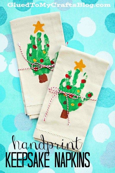 Handprint Christmas Tree Napkins - Keepsake Idea Preschool Christmas Gifts, Handprint Christmas Tree, Keepsake Ideas, Students Christmas, Christmas Tree Napkins, Gifts Homemade, Handprint Christmas, Parents Christmas, Christmas Crafts For Toddlers