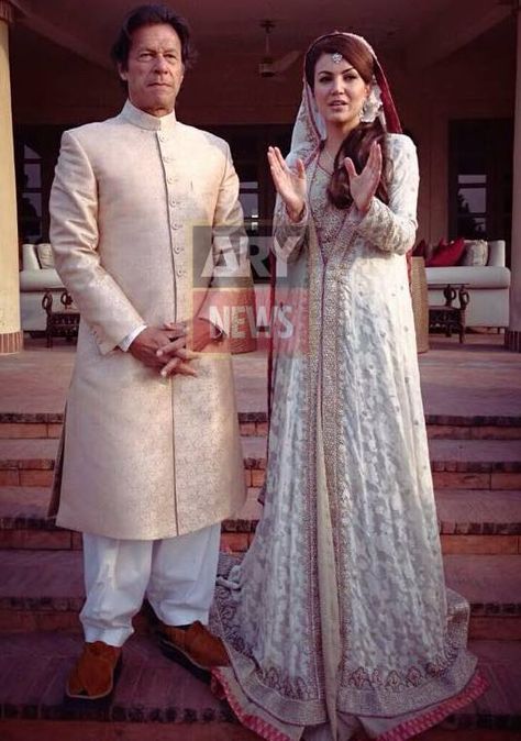 with his 2nd wife REHAM KHAN Imran Khan Wedding, Reham Khan, Mehandi Outfits, Ladies Suits Indian, Asian Style Dress, Bridal Lehenga Collection, Wedding Sherwani, Wedding Outfit Men, Beautiful Pakistani Dresses