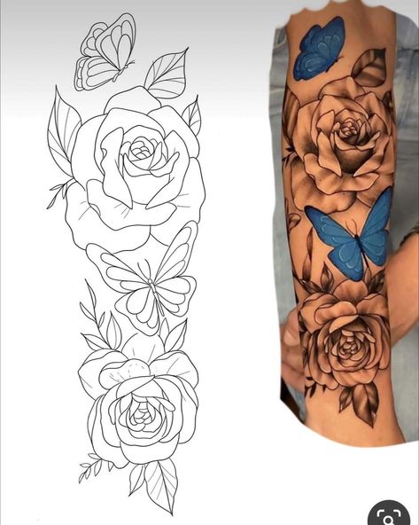 Half Sleeve Tattoos For Women Stencil, Shoulder Tattoo Stencil, Practice Tattoos, Tato Realis, Arm Tattoos Lettering, Half Sleeve Tattoo Stencils, Rose And Butterfly Tattoo, Lion Art Tattoo, Butterfly Tattoo Stencil