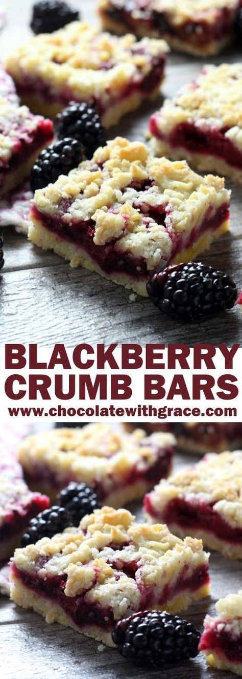 Blackberry Crumb Bars | Easy summery dessert recipe #baking #blackberries #valentinesday #valentines #crumbbars Resep Vegan, Crumb Bars, Blackberry Recipes, Blackberry Cobbler, Bake Recipes, Dessert Aux Fruits, Delectable Desserts, Bar Recipes, Oreo Dessert