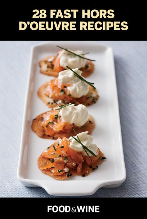 The best recipes for fast hors d'oeuvres, from deviled eggs to crab toasts. Thomas Keller Recipes, Summer Appetizer, Crisp Recipe, Fresh Corn, Chef Recipes, Smoked Salmon, Salmon Recipes, Appetizer Snacks, Finger Foods