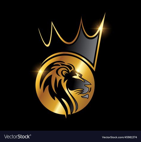 Gold Lion Logo, Lion Head With Crown, Lion Logo Design, Leon Logo, Lion With Crown, Lion Icon, Black Background With Gold, Logo Lion, Lion Crown