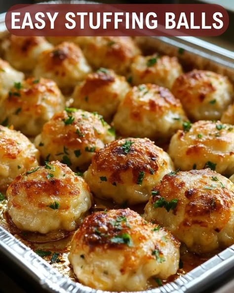 Easy Stuffing Balls Dressing Balls Recipe, Easy Stuffing Recipes, Cranberry Salads, Dinner Comfort Foods, Stuffing Balls Recipe, Beef Tips And Noodles, Creamy Cajun Pasta, Mexican Casserole Recipe, Stuffing Balls