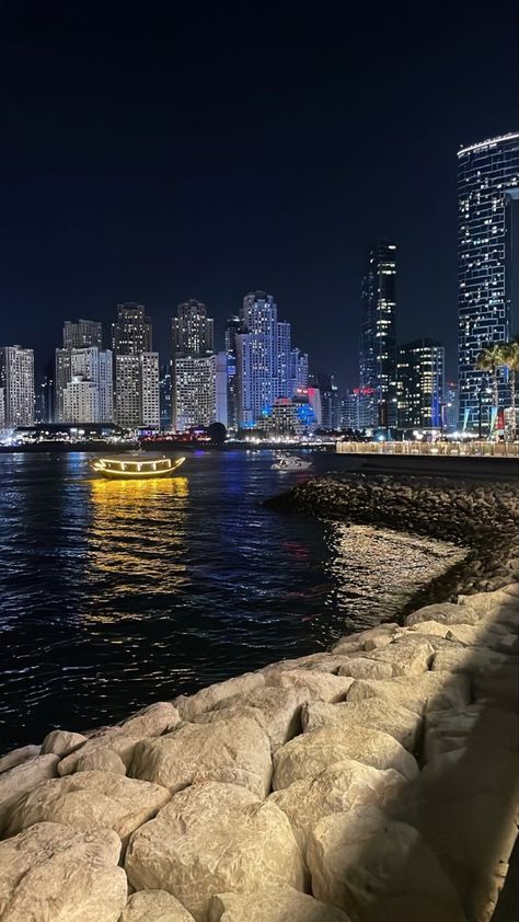 Dubai Aesthetic Night, Dubai Beach, Vibrant Landscape, Billionaire Lifestyle Luxury Living, Dubai Architecture, Water Island, Dubai Vacation, Dubai Aesthetic, Beach At Night