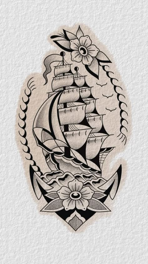 American Traditional Ship In A Bottle Tattoo, Classic Pinup Tattoo, Girly Traditional Tattoo Flash, Old School Ship Tattoo, Old American Tattoos, Old School Flash Tattoo, Traditional Sailor Tattoos, Wolf Tattoo Forearm, Traditional Ship Tattoo