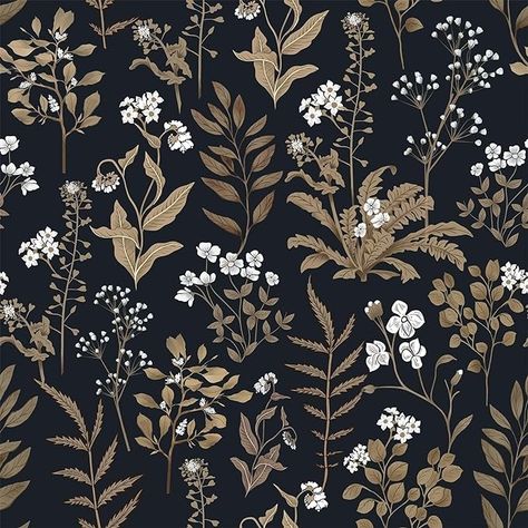 Decoroom Dark Floral Peel and Stick Wallpaper Boho, Removable Black Vintage Leaf Flowers Wall Paper for Bedroom Walls, Self Adhesive Contact Paper for Home Decoration Vinyl Film 17.7 in X 118 in - Amazon.com Black Floral Wallpaper, Renter Friendly Wallpaper, Floral Peel And Stick Wallpaper, Moody Wallpaper, Black Accent Walls, Wallpaper For Wall, Vintage Flowers Wallpaper, Vintage Floral Wallpapers, Wallpaper Peel And Stick