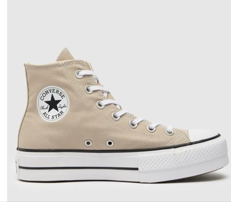 Neutral Converse, Beige Converse High Tops, Cream High Top Converse, Tan Chuck Taylors, Converse Shoes Beige, Tan High Top Converse, Brown Platform Converse, Converse Cream, Light Brown Converse