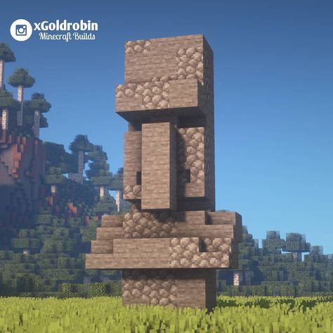 5,880 Likes, 57 Comments - Goldrobin - Minecraft Builder (@xgoldrobin) on Instagram: “Villager statue! 🗿 Follow @xgoldrobin for more Minecraft Buildings ideas & designs! 🏡…” Minecraft Building Ideas Skyblock, Minecraft Mountain House Tutorial, Minecraft Skyblock Ideas, Minecraft Spruce Forest Builds, Minecraft Ancient City Builds, Market Minecraft Ideas, Minecraft Villager Market, Minecraft Gazebo Ideas, Villager Statue