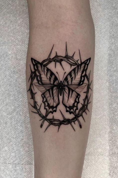 Tattoo Thorns, Crown Of Thorns Tattoo, Thorns Tattoo, Arm Wrap Tattoo, Thorn Tattoo, Avatar Tattoo, African Tattoo, Wrap Tattoo, Butterfly Crown