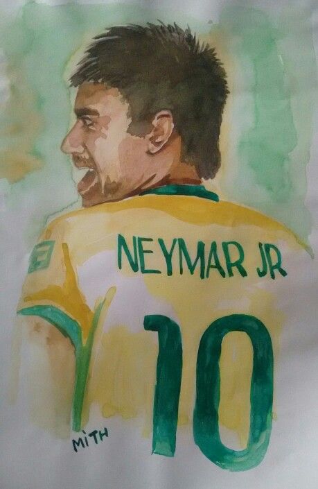 Neymar Junior, the rising star of Brazilian football and FC barcelona. Watercolor painting Barcelona Watercolor, Brazilian Football, Neymar Brazil, Neymar Jr, Aesthetic Movies, Art Oil, Fc Barcelona, Oil Pastel, Neymar