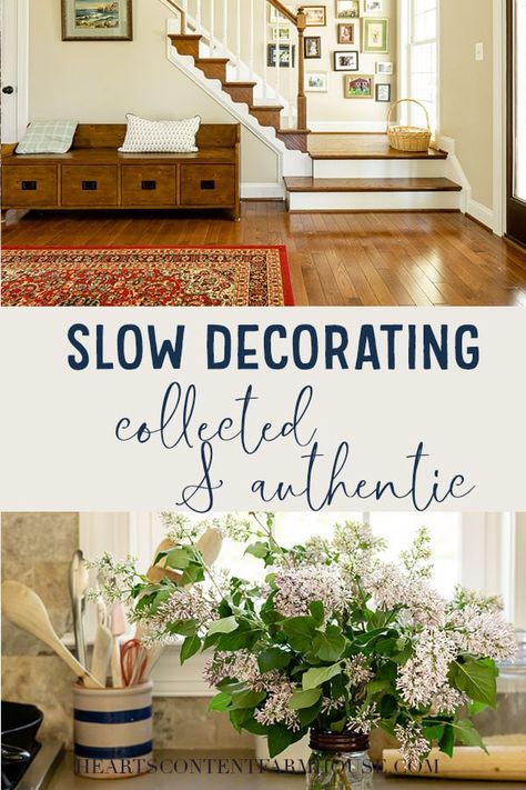 Cozy Collected Home, Finding Your Home Decor Style, Simple Vintage Decor, Country Style Homes Interior, Bedding Trend 2023, How To Find Your Home Decor Style, Antique Home Design, Collected Home Style, Current Decorating Trends