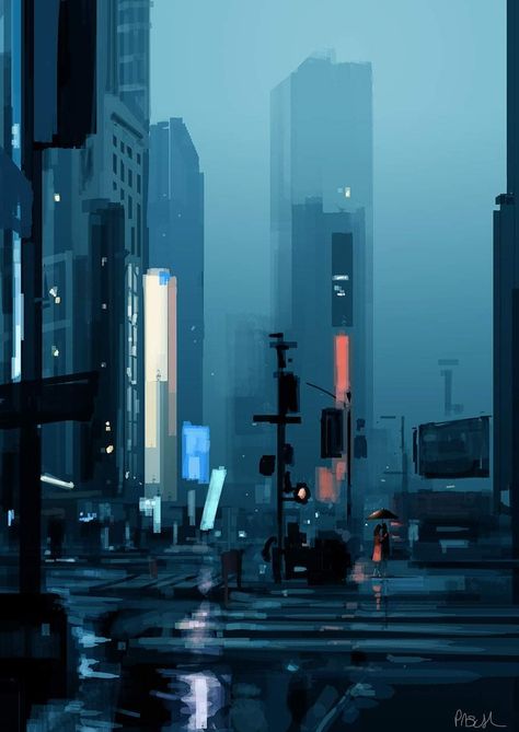 Pascal Campion, الفن الرقمي, Bg Design, City Background, Cyberpunk Aesthetic, Background Drawing, Cyberpunk City, City Illustration, City Landscape