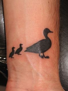 Duck Silhouette Tattoo, Ducks In A Row Tattoo, Small Best Friend Tattoos, Son Tattoos, Duck Tattoos, Hunting Tattoos, Idea Tattoo, Babies Stuff, Wrist Tattoos For Guys