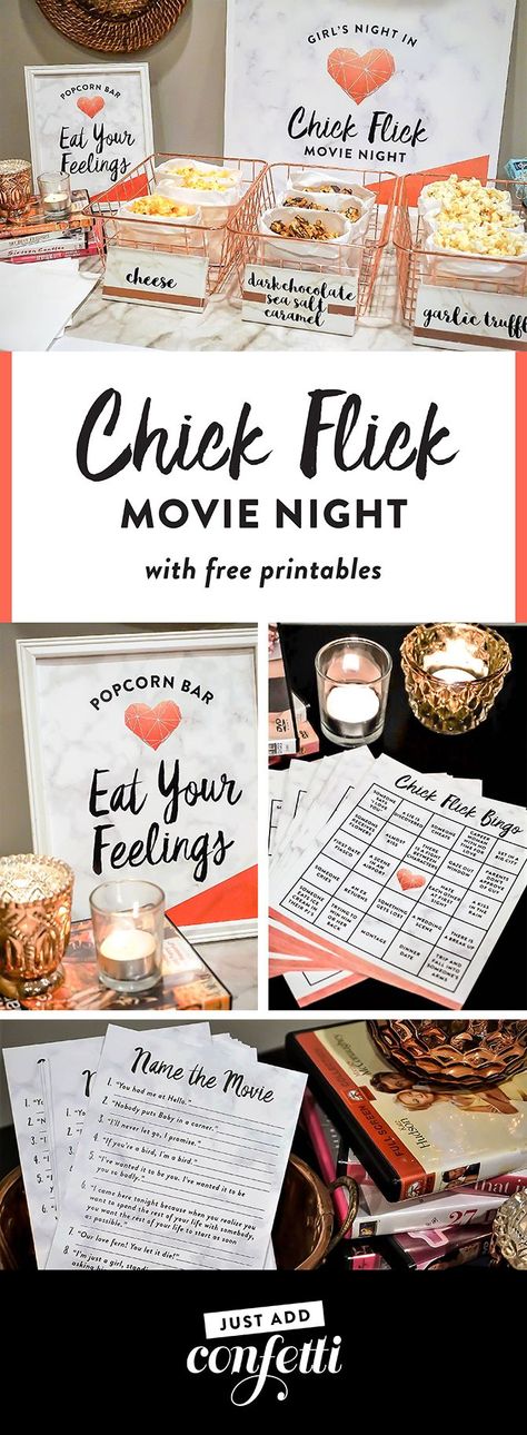 Moms Movie Night Ideas, Bachelorette Party Movie Night, Bachelorette Movie, Bingo Movie, Party Girl Quotes, Party Time Quotes, Chick Flick Movies, Girls Night Games, Girls Night Movies