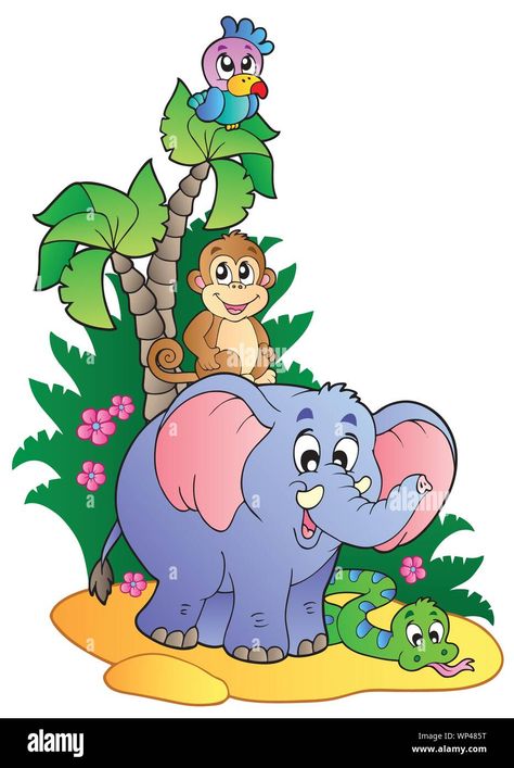 Download this stock vector: Various cute African animals 1 - WP485T from Alamy's library of millions of high resolution stock photos, illustrations and vectors. Parrot Cartoon, Class Painting, Animal Pictures For Kids, Cartoon Photos, Room Murals, Easy Art For Kids, Cartoon Drawings Of Animals, Parrots Art, Preschool Coloring Pages