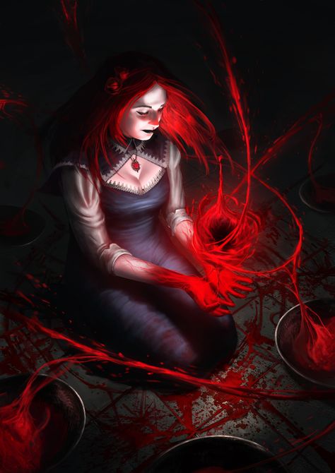 ArtStation - Blood Ritual, Eryk Szczygieł Blood Ritual, White Wizard, Blood Mage, Wizard Games, Witch Characters, World Of Darkness, Magic Aesthetic, Blood Moon, Mystical Art